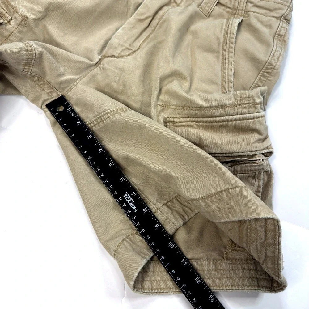 Vintage Y2K Abercrombie & Fitch Cargo Shorts‎ Mens Size 28 Tan Camo Drawstring